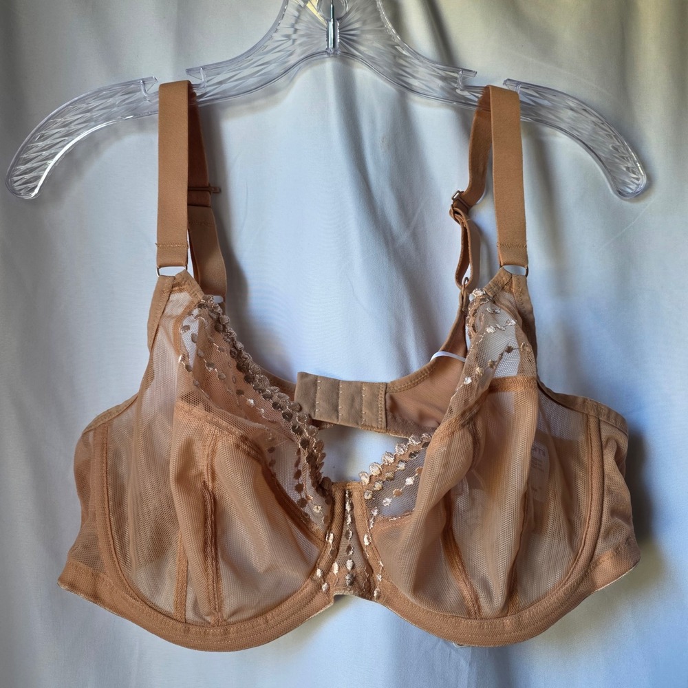 Elomi Matilda Underwire Plunge Bra 38DD Cafe Au Lait Tan EL8900CAT NWT